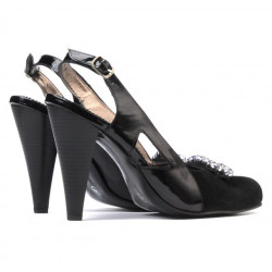 Sandales femme 1077 noir antilope+vernis noir