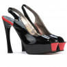 Sandales femme 1215 vernis noir+rouge