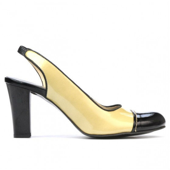 Sandales femme 1216 vernis beige+noir