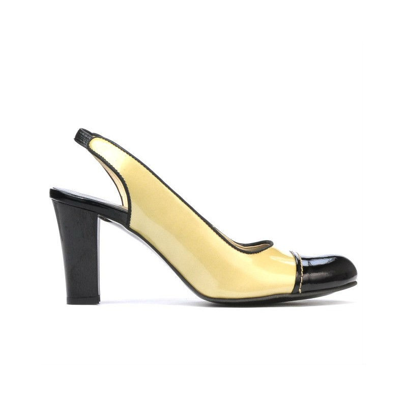 Sandales femme 1216 vernis beige+noir