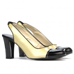 Sandales femme 1216 vernis beige+noir