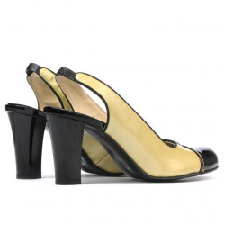 Sandales femme 1216 vernis beige+noir