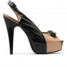 Sandales femme 1223 vernis noir+beige