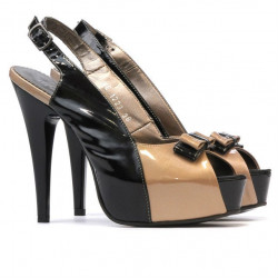 Sandales femme 1223 vernis noir+beige