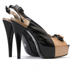 Sandales femme 1223 vernis noir+beige