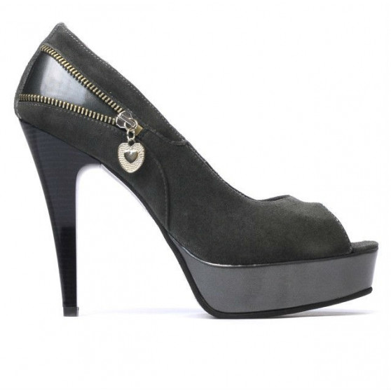 Sandales femme 1202 gris antilope+laque gris