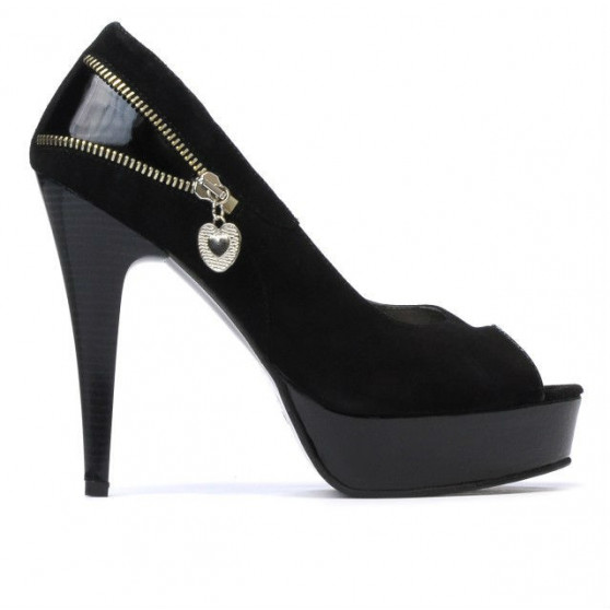 Sandales femme 1202 noir antilope+laque noir