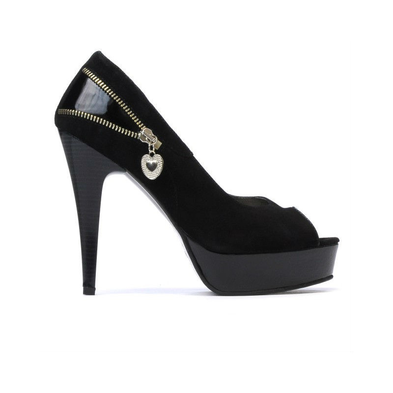 Sandales femme 1202 noir antilope+laque noir