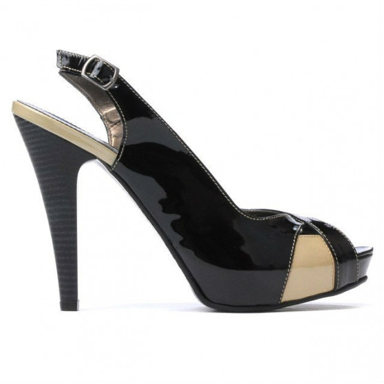 Sandales femme 1222 laqué noir+beige
