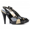 Sandales femme 1222 laqué noir+beige