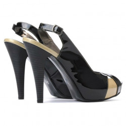 Sandales femme 1222 laqué noir+beige