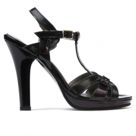 Sandales femme 1098 vernis noir+violet