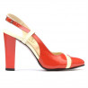 Sandales femme 1220 verni rouge corail+beige