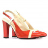 Sandales femme 1220 verni rouge corail+beige