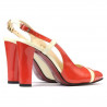 Sandales femme 1220 verni rouge corail+beige