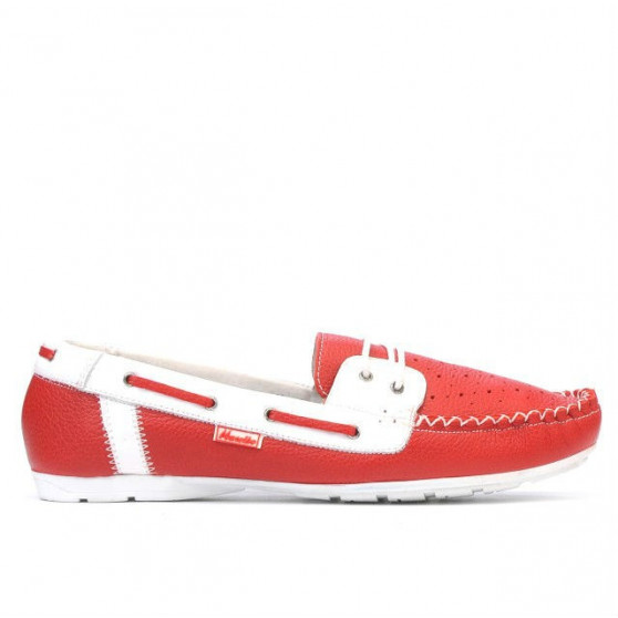 Mocassins femme 620p rouge+blanc