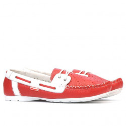 Mocassins femme 620p rouge+blanc