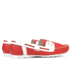 Mocassins femme 620p rouge+blanc