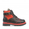 Bottines enfants petits 21c biz noir+rouge