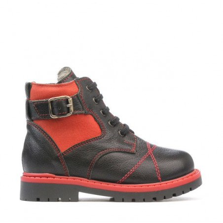 Bottes enfants petits 21c noir+rouge