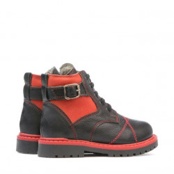Bottes enfants petits 21c noir+rouge