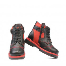 Bottes enfants petits 21c noir+rouge