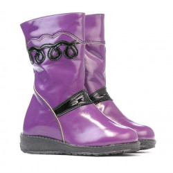 Bottes enfant petits 23c vernis noir+violet