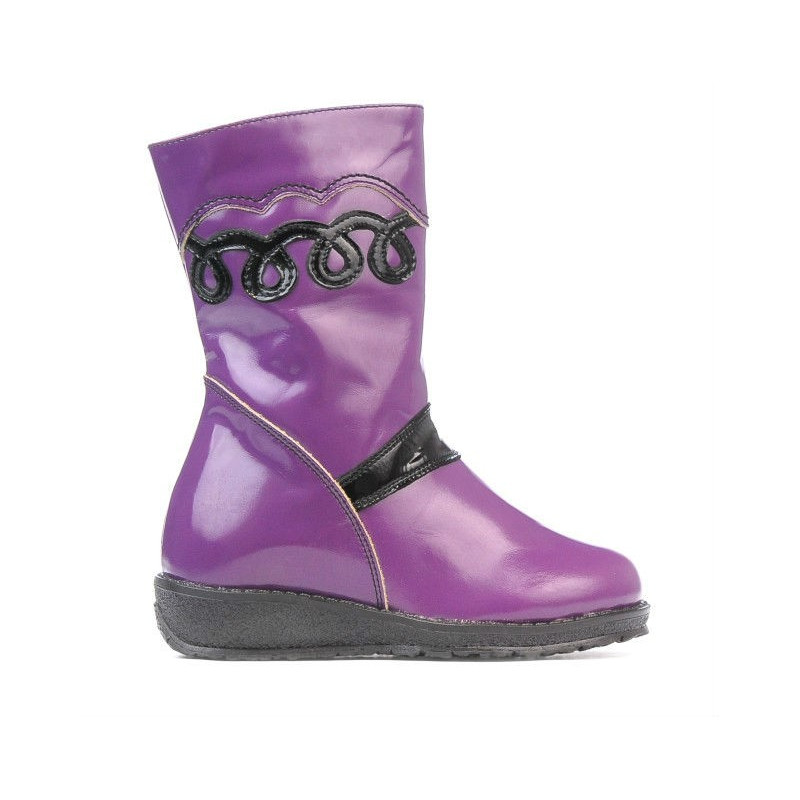 Bottes enfant petits 23c vernis noir+violet