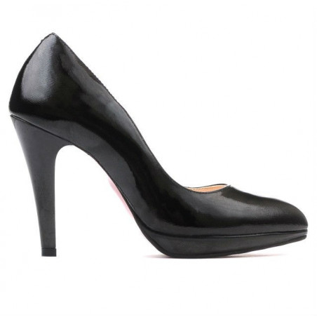 Chaussures élégantes femme 1233 vernis noir satiné