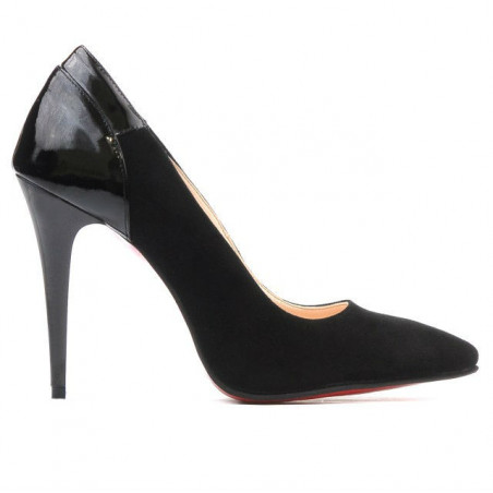 Chaussures élégantes femme 1230 en daim noir + vernis noir