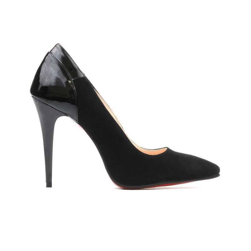 Chaussures élégantes femme 1230 en daim noir + vernis noir