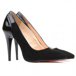 Chaussures élégantes femme 1230 en daim noir + vernis noir