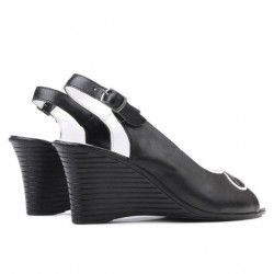 Sandales femme 596 noir+blanc