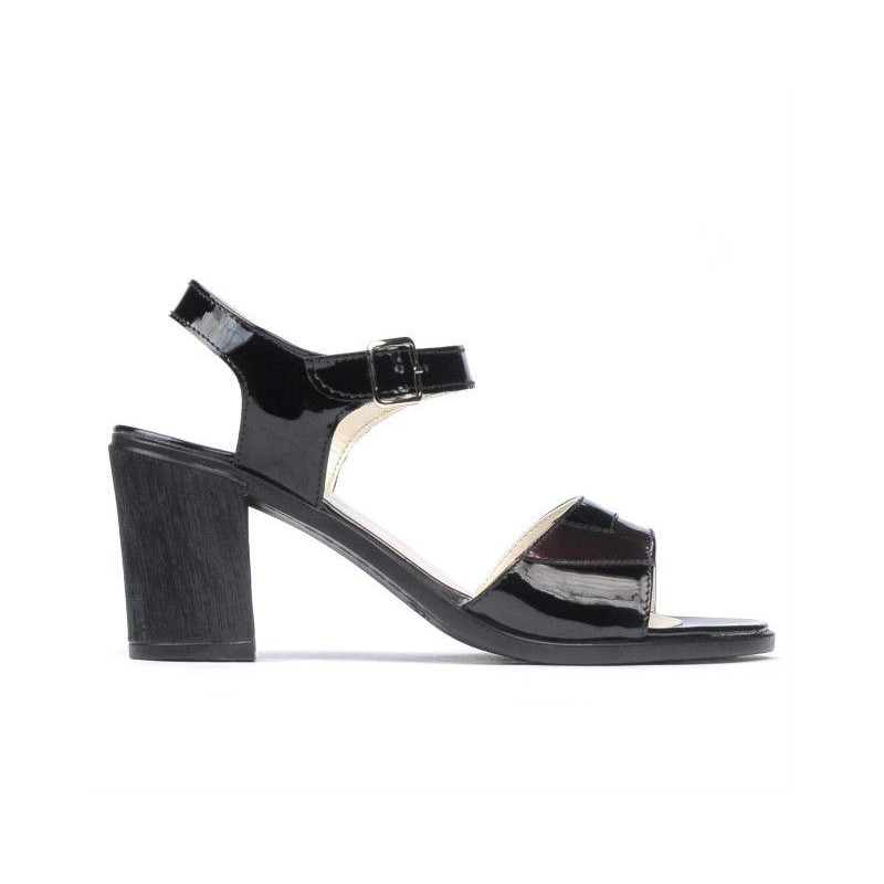 Sandales femme 5042 vernis noir+bordeaux
