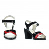 Sandales femme 5042 vernis noir+rouge