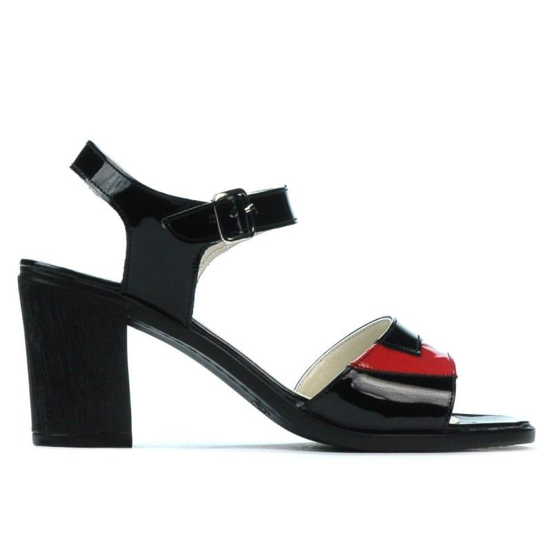 Sandales femme 5042 vernis noir+rouge
