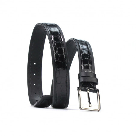 Ceinture homme 32bc noir+croco noir