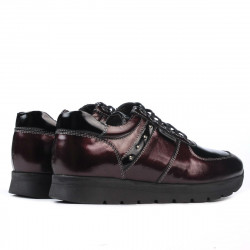 Baskets femme 6003 vernis bordeaux combiné