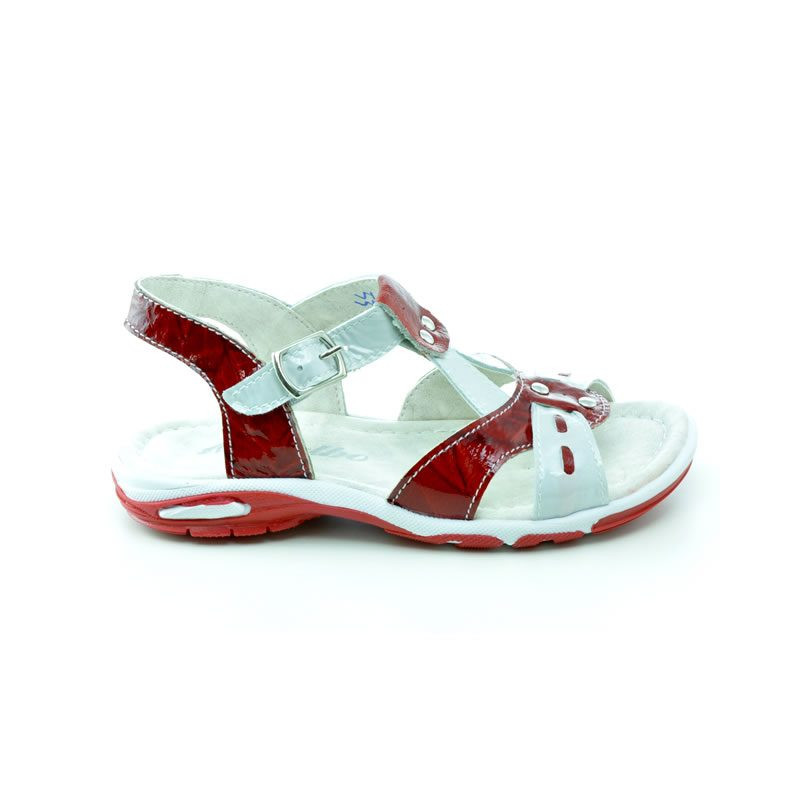 Sandales enfants petits 10c vernis rouge+blanc