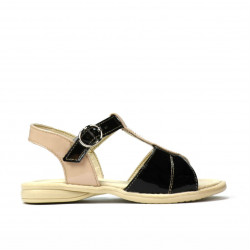 Sandales petits enfants 40c vernis noir+ivoire