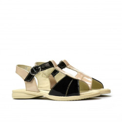 Sandales petits enfants 40c vernis noir+ivoire