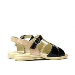 Sandales petits enfants 40c vernis noir+ivoire