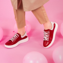 Baskets femme 6008 rouge combiné