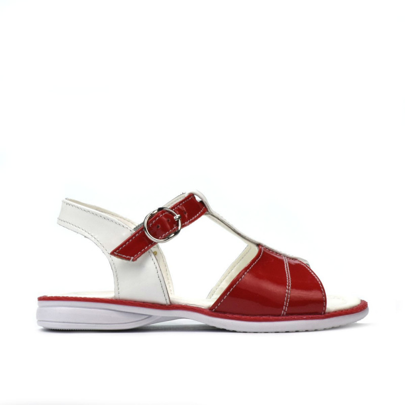Sandales enfants petits 40c vernis rouge+blanc