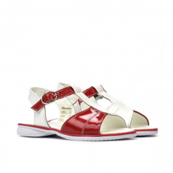 Sandales enfants petits 40c vernis rouge+blanc
