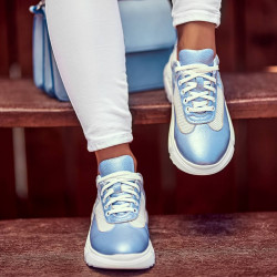 Baskets femme 6015 bleu nacré combiné