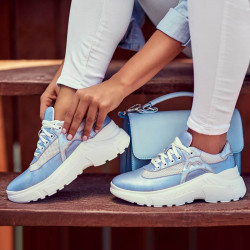 Baskets femme 6015 bleu nacré combiné