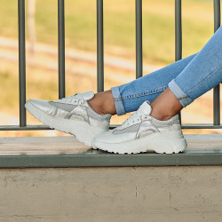 Baskets femme 6015 blanc nacré combiné