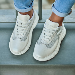 Baskets femme 6015 blanc nacré combiné