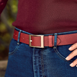Ceinture femme 10m cuir rouge